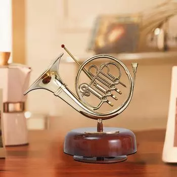 Музыкальная шкатулка-труба, классическая заводная музыкальная шкатулка, вращающаяся музыкальная шкатулка, вращающееся основание, духовой инструмент, миниатюрная копия, предметы искусства, подарок Saxophone