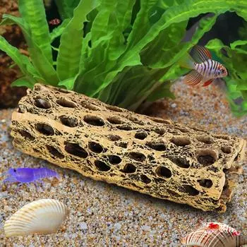 Trunk Shape Shrimp Hiding Cave Simulation Shrimp Shelter Fish Shrimp Dodging House Aquarium жёлтый