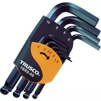 TRUSCO Ball Point Hex Wrench Set Short Type 9 Piece Set TBRS-9S