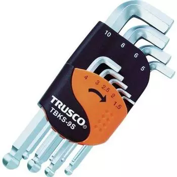 TRUSCO Ball Point Hex Wrench Short Neck Set of 9 5S TBKS-9S [Case Sold]