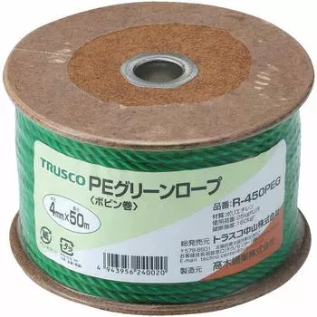 TRUSCO PE Green Rope Green 4mm x 50m 3 stroke type R-450PEG
