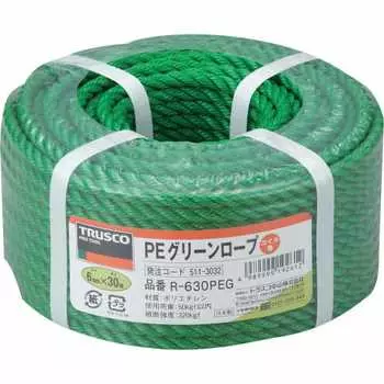 TRUSCO PE Green Rope Green 6mm x 30m 3 stroke type R-630PEG