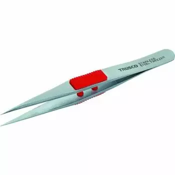 TRUSCO Stainless Steel Tweezers with Rubber Grip, 4.7 inches (120 mm), Strong Type, TSP-210 x 10 Pieces (Case Sale)