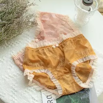 Трусики больших размеров для девочек, милое сетчатое летнее нижнее белье, тонкие трусы со средней талией плюс версия M жёлтый