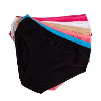 Трусики больших размеров для женщин, сексуальное кружевное лоскутное женское нижнее белье со средней талией, хлопковое белье, 6 шт./компл. 3XL разноцветный