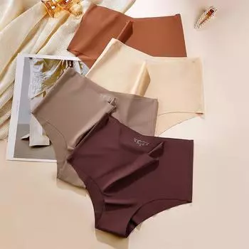 Трусики больших размеров с высокой талией, женское нижнее белье, полупакет, сексуальные бесшовные женские трусы из ледяного шелка с высоким разрезом, удобные и дышащие 1XL чёрный