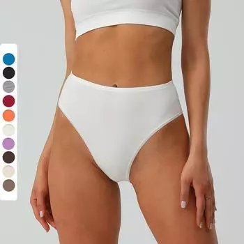 Трусики больших размеров женские хлопковые с высокой талией, однотонные, с высоким разрезом, сексуальные, женские трусы, удобные XXS