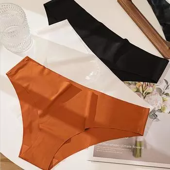 Трусики большого размера, бесшовные цельные трусы для женщин, трусы из ледяного шелка, приятные для кожи, с низкой талией, для фитнеса, спорта S чёрный