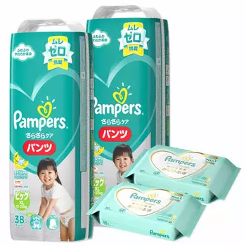 [Трусики большого размера] Pampers Smooth Care (12~22 кг) 76 листов (38 листов x 2 упаковки) + Влажные салфетки для кожи 56 листов x 2 упаковки товара