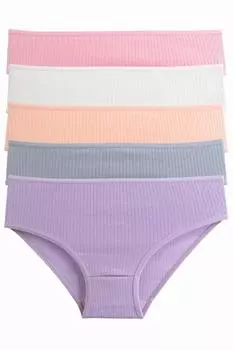 Трусики для девочек, 5 шт., хлопковая бретелька в рубчик из лайкры и бретельки официанта