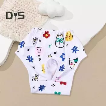 Трусики для менструации для домашних животных, подгузники для собак, гигиенические трусики, эластичные физиологические трусики с рисунком из мультфильмов, дышащее нижнее белье для щенков XL Flower