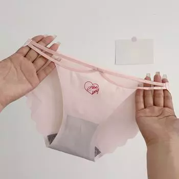 Трусики для молодых девушек, тонкое нижнее белье из ледяного шелка, женские трусы с низкой талией, бесшовные трусики, сексуальные трусы-бикини M чёрный