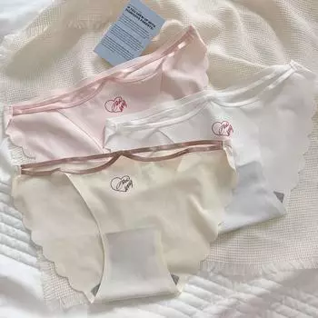 Трусики для молодых девушек, тонкое нижнее белье из ледяного шелка, женские трусы с низкой талией, бесшовные трусики, сексуальные трусы-бикини M розовый