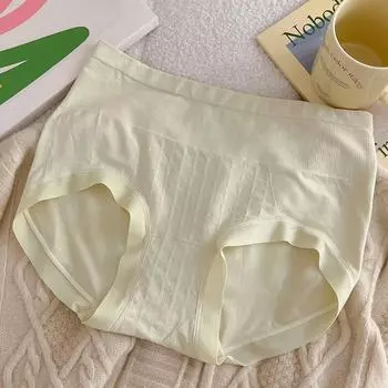 Трусики для женщин, антибактериальные трусы, женские трусы с высокой талией, бесшовное нижнее белье, дышащие бесшовные брюки для девочек для женщин One Size чёрный