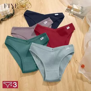 Трусики FINETOO с V-образной талией, женские хлопковые трусы, модное вафельное нижнее белье, женские удобные трусы размера S-XL, мягкие хлопковые трусики