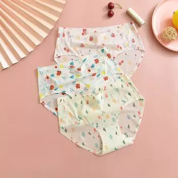 Трусики Ice Silk женские без следов со средней талией большого размера с принтом конфет M