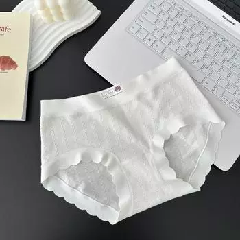 Трусики из хлопка для младенцев с милой промежностью, удобные, со средней посадкой, без шрамов, оборачиваемые вокруг ягодиц. Трусики L белый