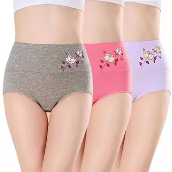 Трусики из хлопка с промежностью, однотонное женское нижнее белье большого размера M