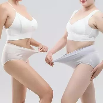Трусики из хлопка с высокой талией, женские, большого размера, не оставляющие следов, утягивающие трусы, однотонное дышащее нижнее белье с треугольными чашечками M абрикосовый