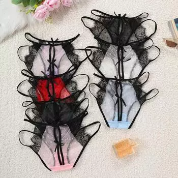 Трусики из кружевной жаккардовой сетки: Женские трусики Sheer Temptation с заниженной талией M