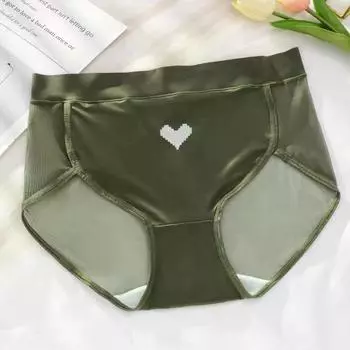 Трусики из ледяного шелка с сердечками, женские трусы больших размеров, сексуальные сетчатые трусы для веса 100 кг onesize белый