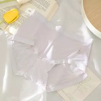 Трусики из ледяного шелка женские бесшовные антибактериальные чисто сексуальные кружевные трусики больших размеров L оранжевый