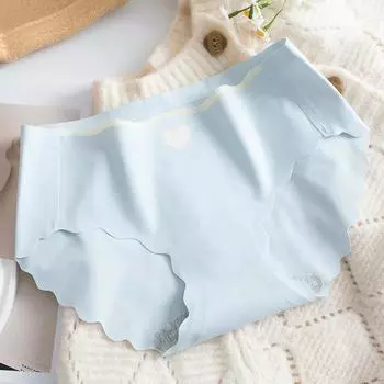 Трусики из ледяного шелка женские летние антибактериальные сексуальные без следов со средней талией дышащие треугольные трусы M чёрный