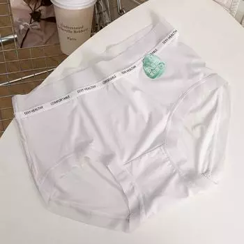 Трусики из ледяного шелка, женское нижнее белье, средняя талия, большие размеры, теплые сменные трусики из шелкового шелка 7А, удобные трусики с поясом с надписью L белый