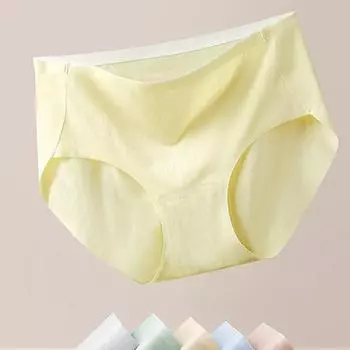 Трусики из ледяного шелка, женское нижнее белье, бесшовные, персиковые, бедра, средняя талия, антибактериальные, нижняя часть промежности, дышащие, удобные, большого размера M розовый
