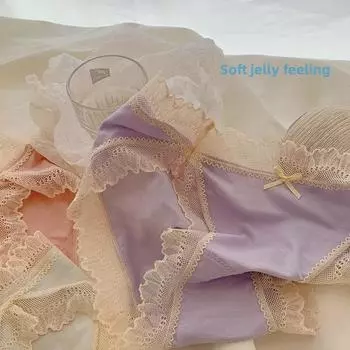 Трусики из модала и хлопка с высокой посадкой и кружевом, с заниженной талией для женщин - дышащие и сексуальные Medium (40-55 kg)