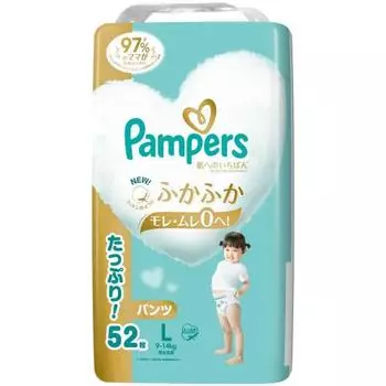 [Трусики L размера] Подгузники Pampers, лучшее для кожи (9-14 кг), 52 штуки