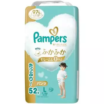 [Трусики L размера] Подгузники Pampers, лучшее для кожи (9~14 кг), 52 штуки