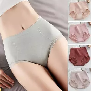 Трусики на талии с кружевной отделкой, однотонные трусики, поднимающие бедра, контролирующие живот, бесшовные, дышащие