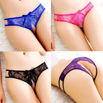 Трусики прозрачные открытые трусики с вырезами трусики-стринги женские стринги бант кружево сексуальное нижнее белье темпация
