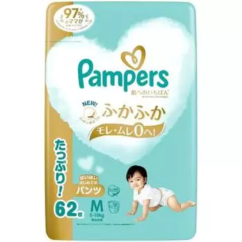 [Трусики размера M] Подгузники Pampers, лучшее для кожи (5~10 кг), 62 штуки