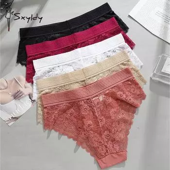 Трусики с цветочным кружевом размера плюс XL-4XL женское нижнее белье прозрачное сексуальное белье бесшовные трусики с низкой талией женские трусы нижнее белье XL белый