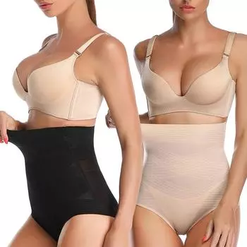 Трусики с контролем живота, корректирующее белье с высокой талией для женщин, корректирующее белье с контролем живота, корректирующее белье M чёрный