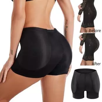 Трусики с подкладкой в виде задницы для женщин, шорты для поднятия ягодиц, бесшовное нижнее белье, улучшающее бедра, корректирующее белье, шорты для мальчиков, безопасные короткие штаны для под юбками M чёрный
