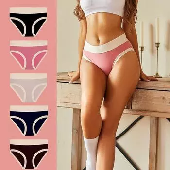 Трусики с высокой талией для женщин, дышащие трусы пуш-ап из чистого хлопка, удобное нижнее белье больших размеров M чёрный