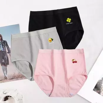 Трусики с высокой талией, хлопковое нижнее белье, женские трусы больших размеров, нижнее белье M-XXXL M