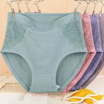 Трусики с высокой талией, женское нижнее белье, дышащие женские трусы больших размеров