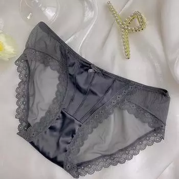 Трусики-сетки из французского кружева в стиле ретро с заниженной талией для женщин L (85-125 jin) серый
