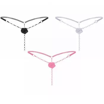 Трусики-шаровары Pearl Pearl, шорты с промежностью, сексуальное нижнее белье, трусики, экстремальные эротические пары нижнего белья [LanBuff] Т-образные стринги (3 (Черный/белый/розовый))
