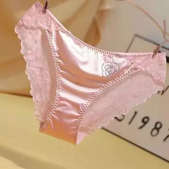 Трусики со средней талией «Французская камелия», женское нижнее белье, кружевные, сексуальные, дышащие, удобные, большого размера, высокоэластичные, атласные трусы XL 60-75KG&3pcs