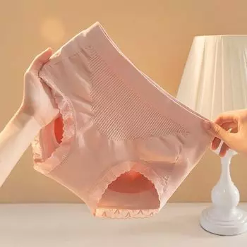 Трусики со средней высокой талией, женское нижнее белье, антибактериальные дышащие трусики большого размера с подтяжкой живота и подтяжкой бедер One Size розовый