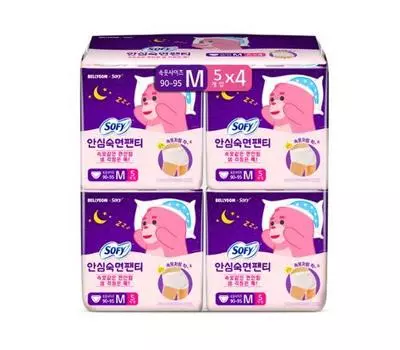 Трусики Sophie Safe Sleep 4 упаковки, 5 видов, выберите 1 (Belly Bear/Средний/Большой/Очень большой),Корейские женские товары