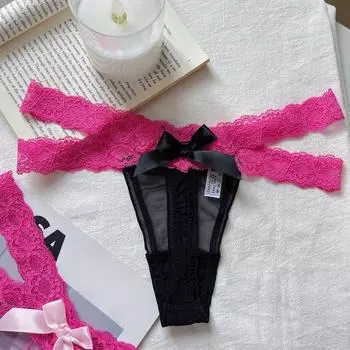 Трусики-стринги из кружевной сетки с низкой посадкой, хлопковая ластовица, женское нижнее белье, модные прозрачные трусики, для женщин L