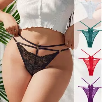 Трусики-стринги женские кружевные стринги большого размера сексуальное нижнее белье с двойным поясом женские стринги сплошные женские трусы дышащие ультратонкие сексуальное нижнее белье 1XL