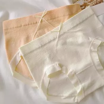 Трусики Sweet Beauty, женские трусы из чистого хлопка с шаговым швом, сумка на бедрах, высокие эластичные тонкие дышащие мягкие женские брюки (L 40-57kg)