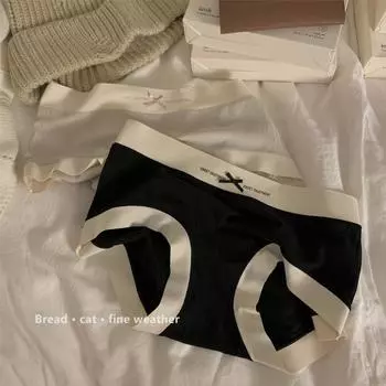 Трусики женские антибактериальные бесшовные трусы для девочек с промежностью, дышащие, с высокой эластичностью, средней талией One size